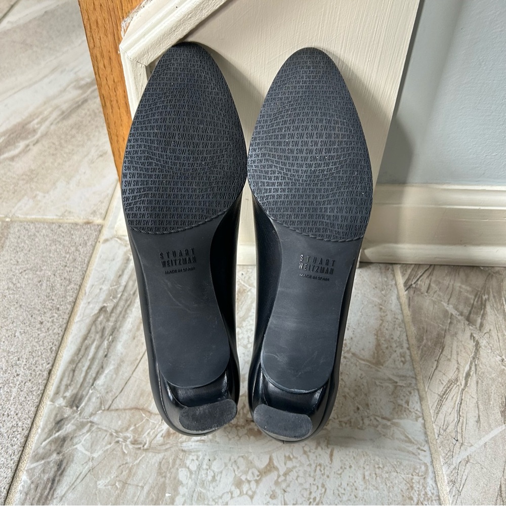 NWOB Stuart Weitzman Chic Pump Black Nappa Leather Heels Size 9.5N (Narrow) - Picture 9 of 10